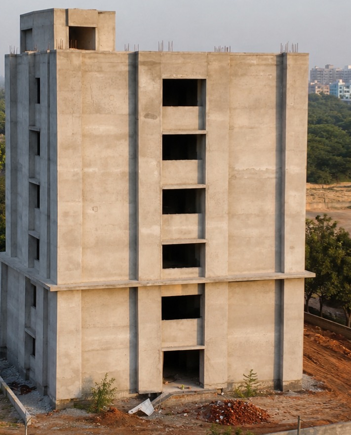 RCC structural framework of the school block with staircase core