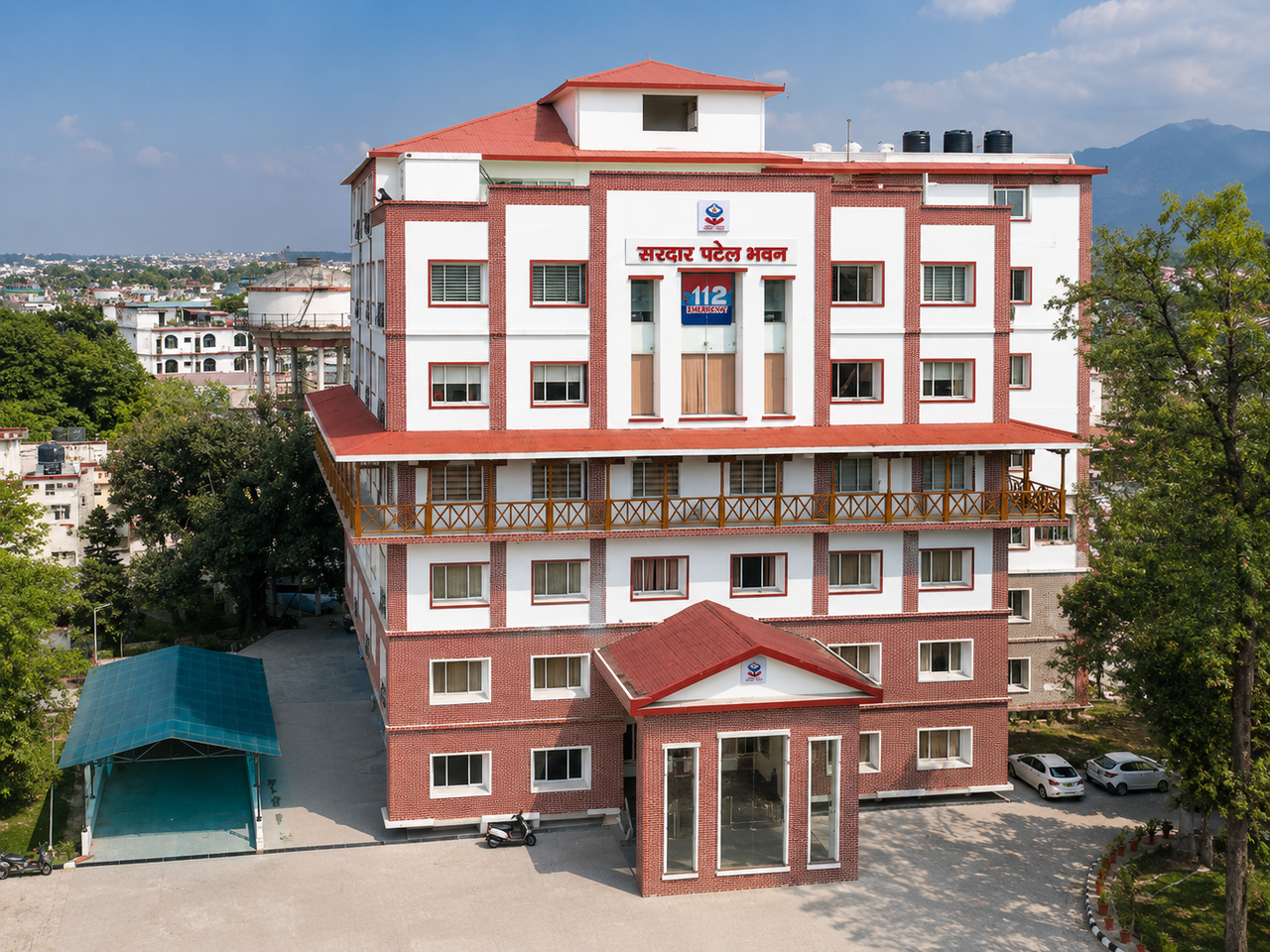 Aerial view of Sardar Patel Bhawan, the Police H.Q. building