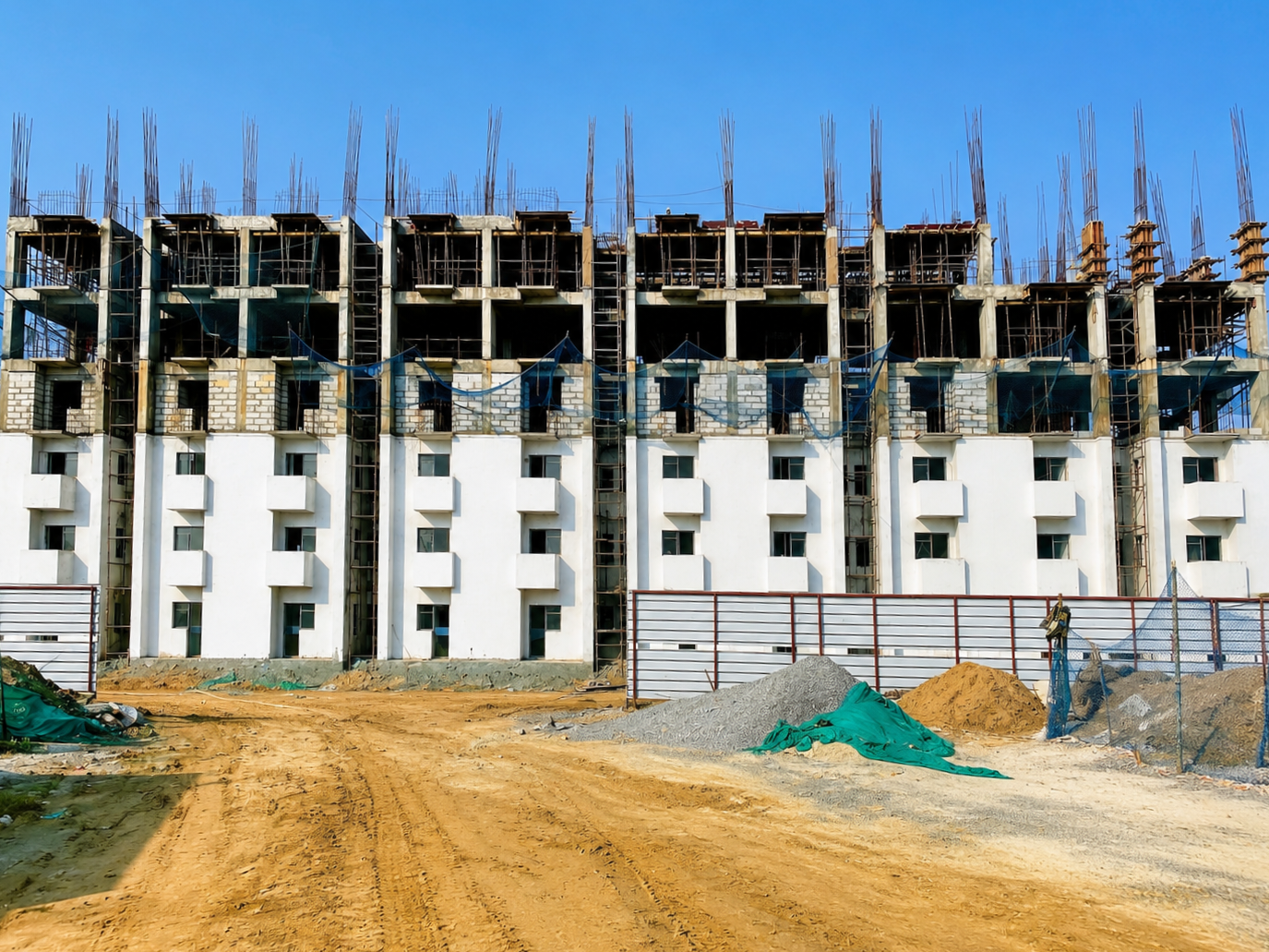 G+10 EWS residential block under construction with completed lower floors