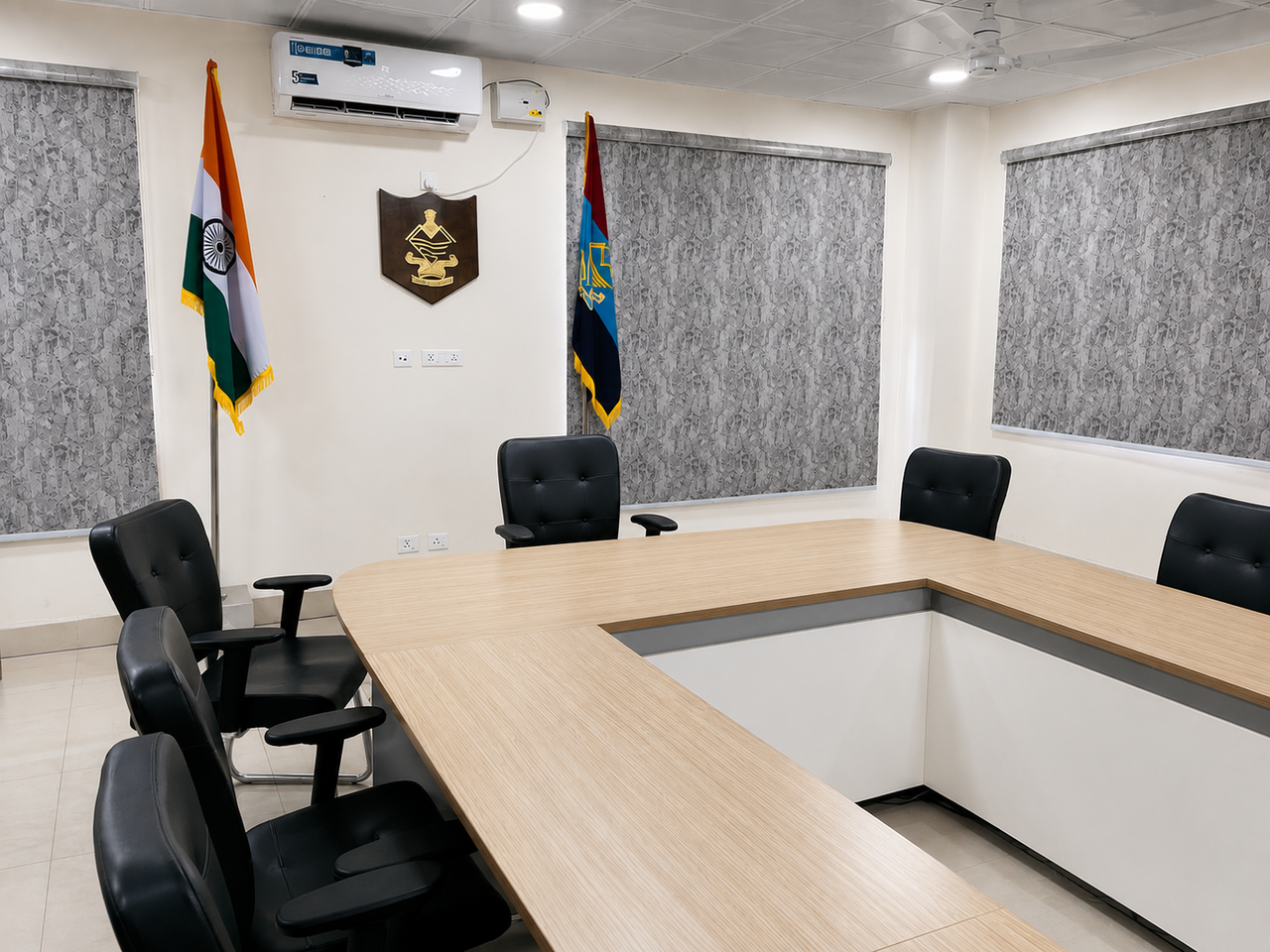 Conference room interior at the Police H.Q. with regional detailing