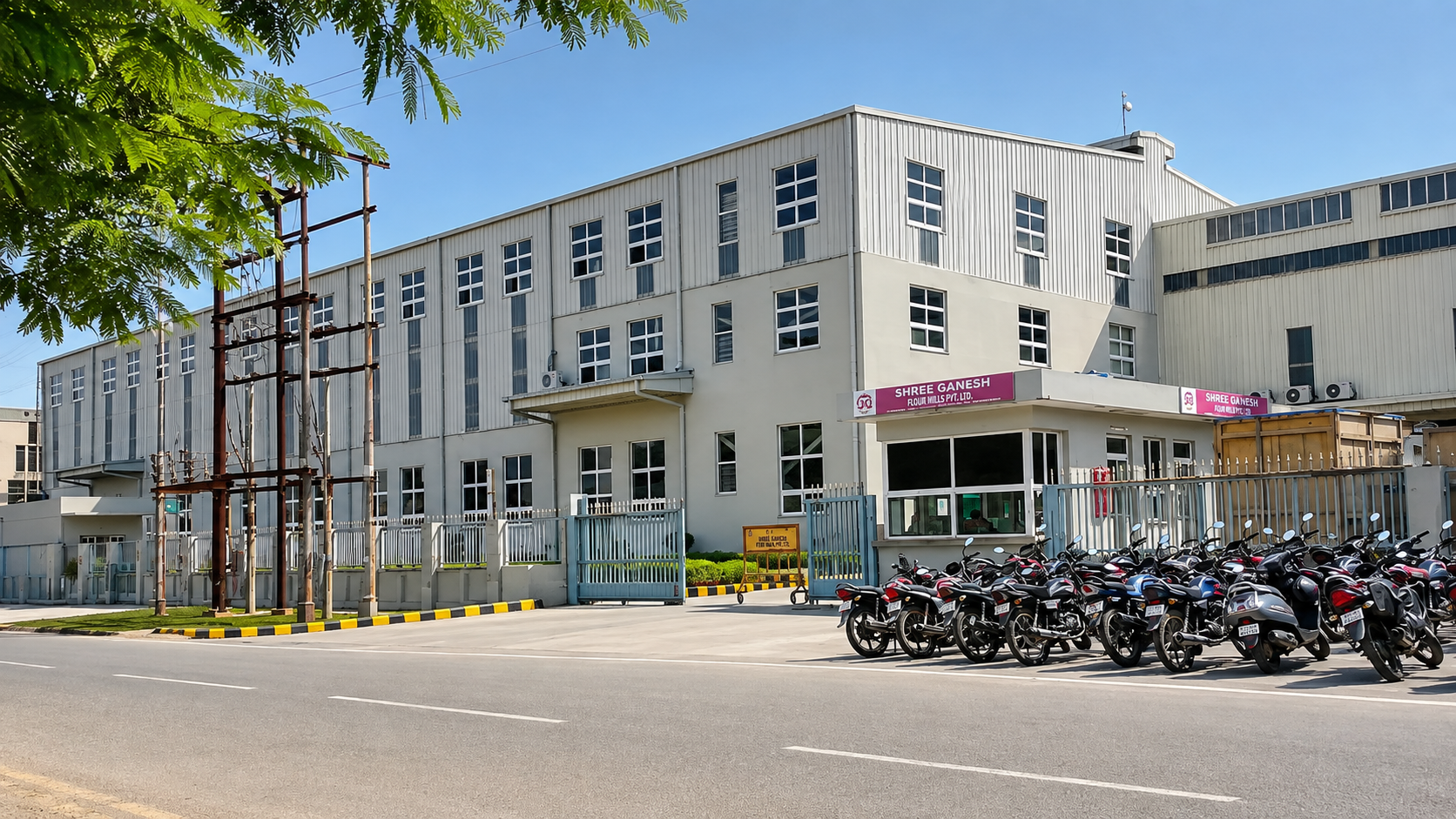 Street view of the completed Taehwa Factory industrial building