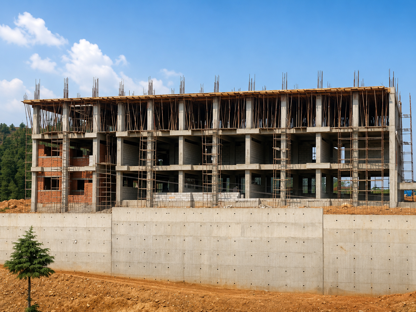 Reinforced concrete structure of the Kendriya Vidyalaya campus at Lohaghat