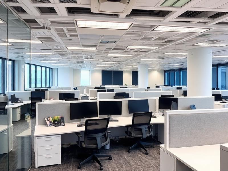 Completed office interior fit-out with workstations