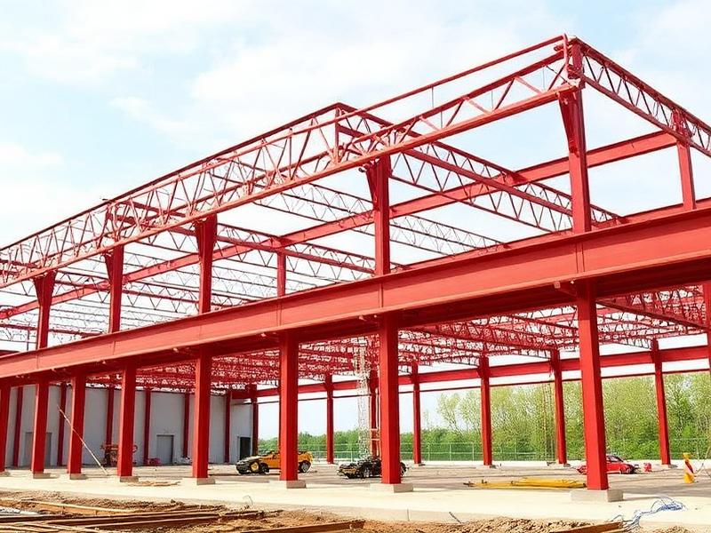 Pre-engineered steel building frame erection